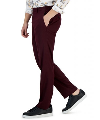 Men's Slim-Fit Burgundy Solid Suit Pants Red $39.20 Pants