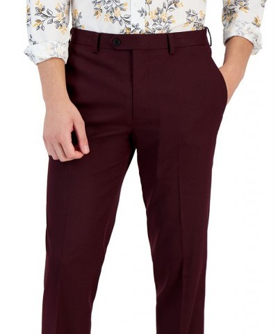 Men's Slim-Fit Burgundy Solid Suit Pants Red $39.20 Pants