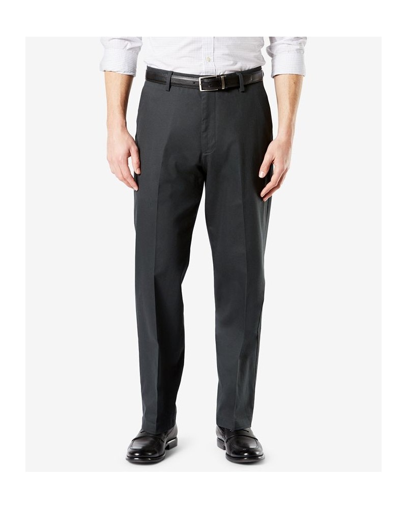 Men's Signature Lux Cotton Relaxed Fit Creased Stretch Khaki Pants Gray $24.00 Pants