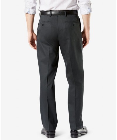 Men's Signature Lux Cotton Relaxed Fit Creased Stretch Khaki Pants Gray $24.00 Pants