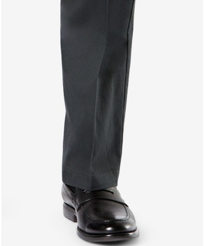 Men's Signature Lux Cotton Relaxed Fit Creased Stretch Khaki Pants Gray $24.00 Pants