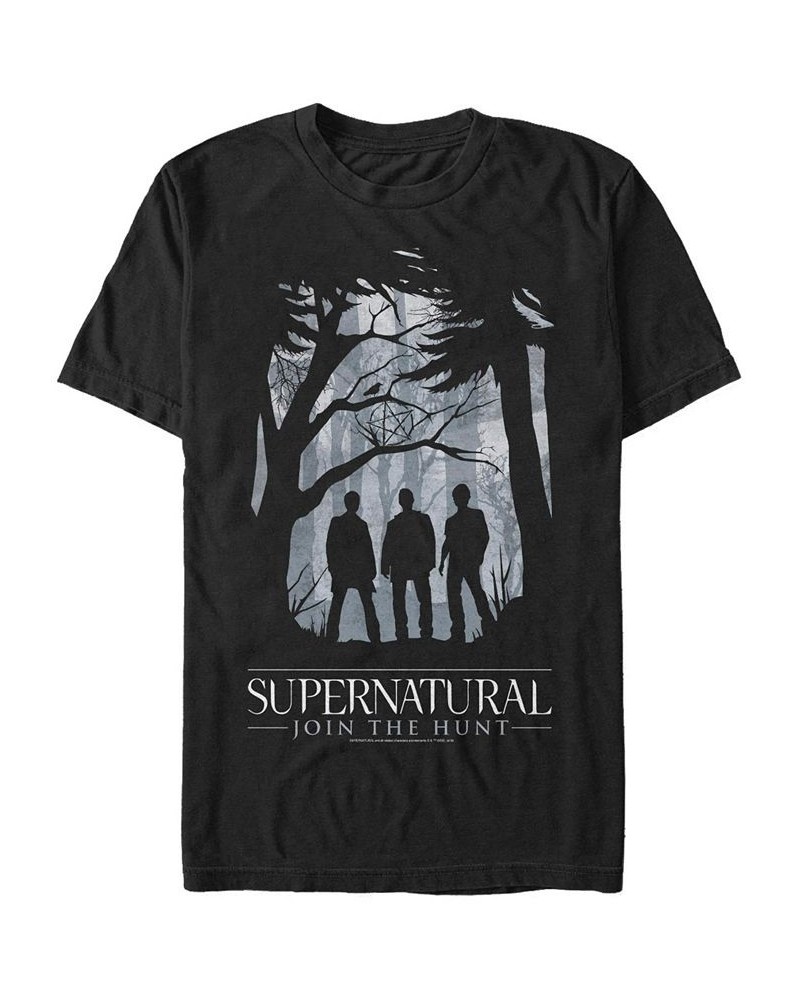 Men's Supernatural Dark Forest Poster Short Sleeve T-shirt Black $20.99 T-Shirts