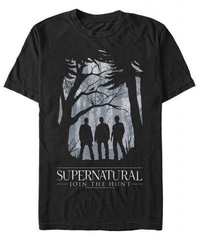 Men's Supernatural Dark Forest Poster Short Sleeve T-shirt Black $20.99 T-Shirts