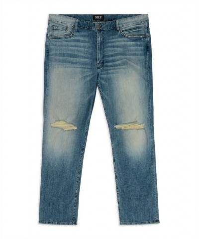 Men's Big Tall Slit Knee Slim Straight Leg Jeans Blue $47.40 Jeans