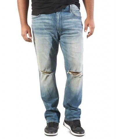 Men's Big Tall Slit Knee Slim Straight Leg Jeans Blue $47.40 Jeans