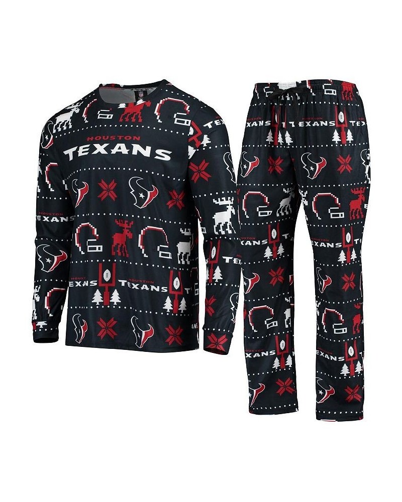 Men's Navy Houston Texans Wordmark Ugly Pajama Set $28.70 Pajama