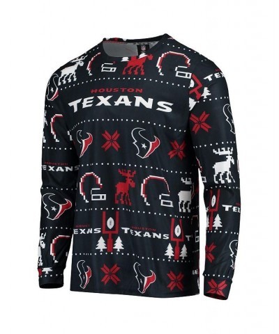 Men's Navy Houston Texans Wordmark Ugly Pajama Set $28.70 Pajama