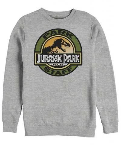 Jurassic Park Men's Staff Retro Logo Crewneck Fleece Gray $31.34 Sweatshirt