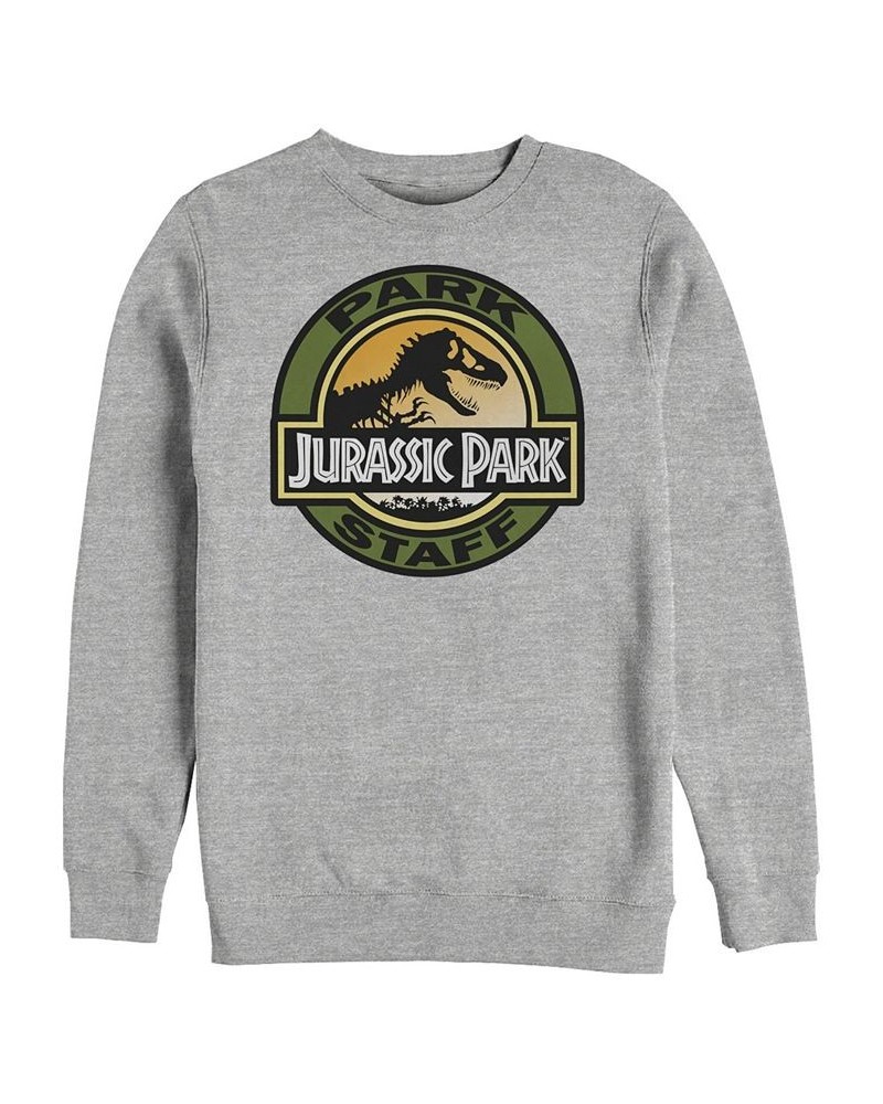 Jurassic Park Men's Staff Retro Logo Crewneck Fleece Gray $31.34 Sweatshirt