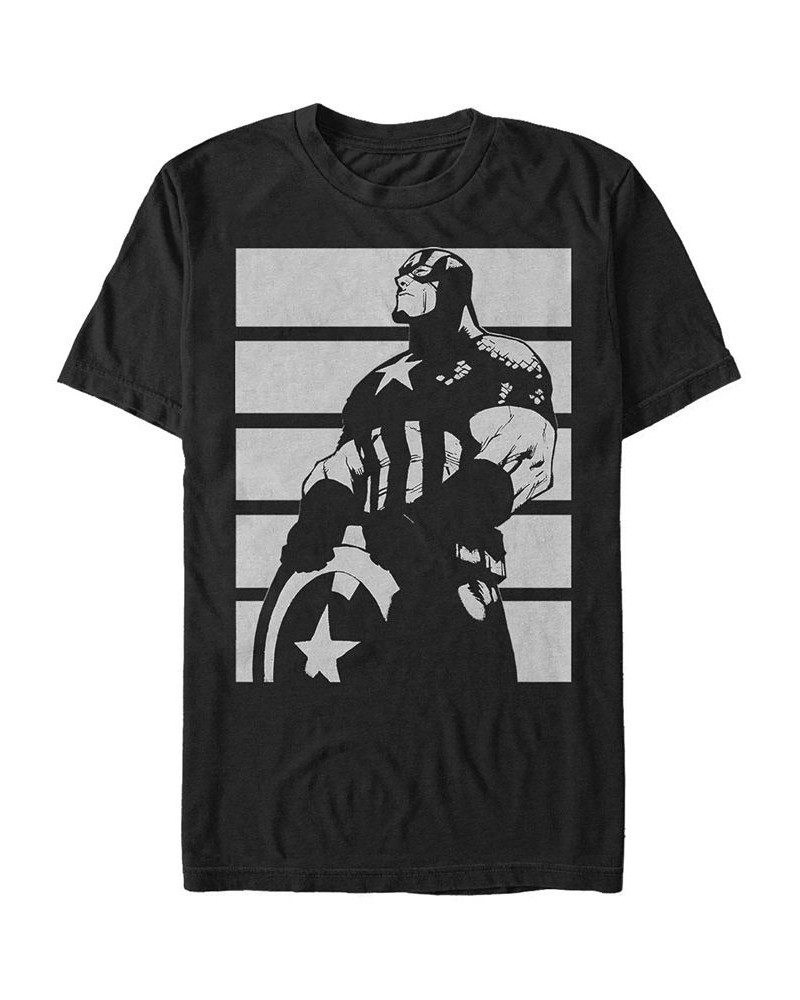 Marvel Men's Captain America Contrast Portrait Short Sleeve T-Shirt Black $16.10 T-Shirts