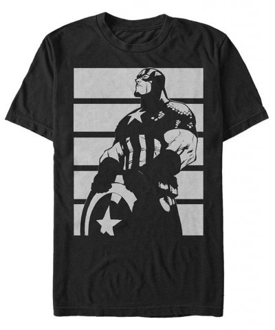 Marvel Men's Captain America Contrast Portrait Short Sleeve T-Shirt Black $16.10 T-Shirts