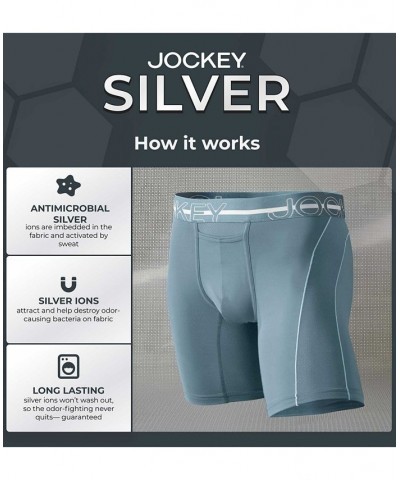 Men's Sport Silver Solution Stretch Boxer Briefs Gray $10.15 Underwear