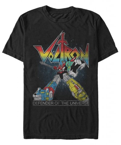 Voltron: Defender of the Universe Men's Retro Rainbow Defender Of The Universe Short Sleeve T-Shirt Black $15.75 T-Shirts