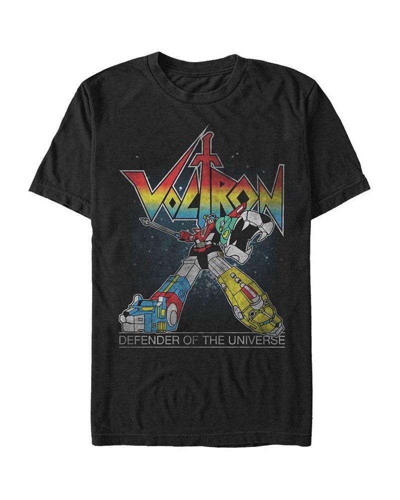 Voltron: Defender of the Universe Men's Retro Rainbow Defender Of The Universe Short Sleeve T-Shirt Black $15.75 T-Shirts