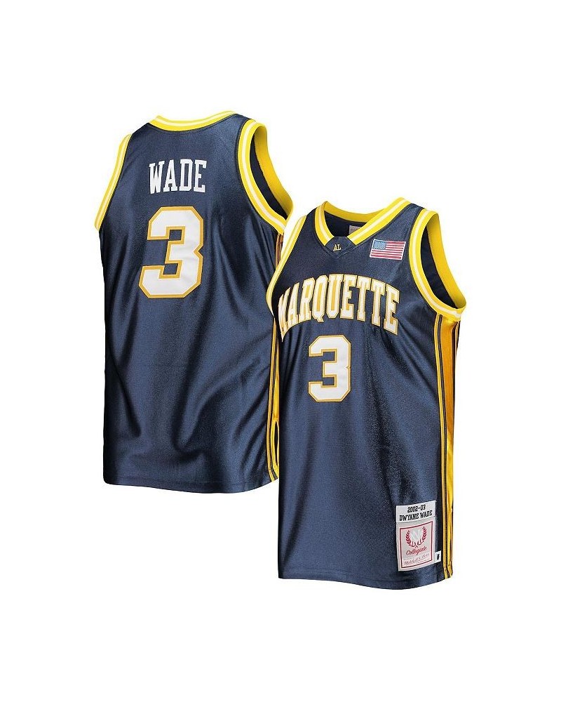 Men's Dwyane Wade Navy Marquette Golden Eagles 2002-03 Authentic Throwback College Jersey $139.50 Jersey