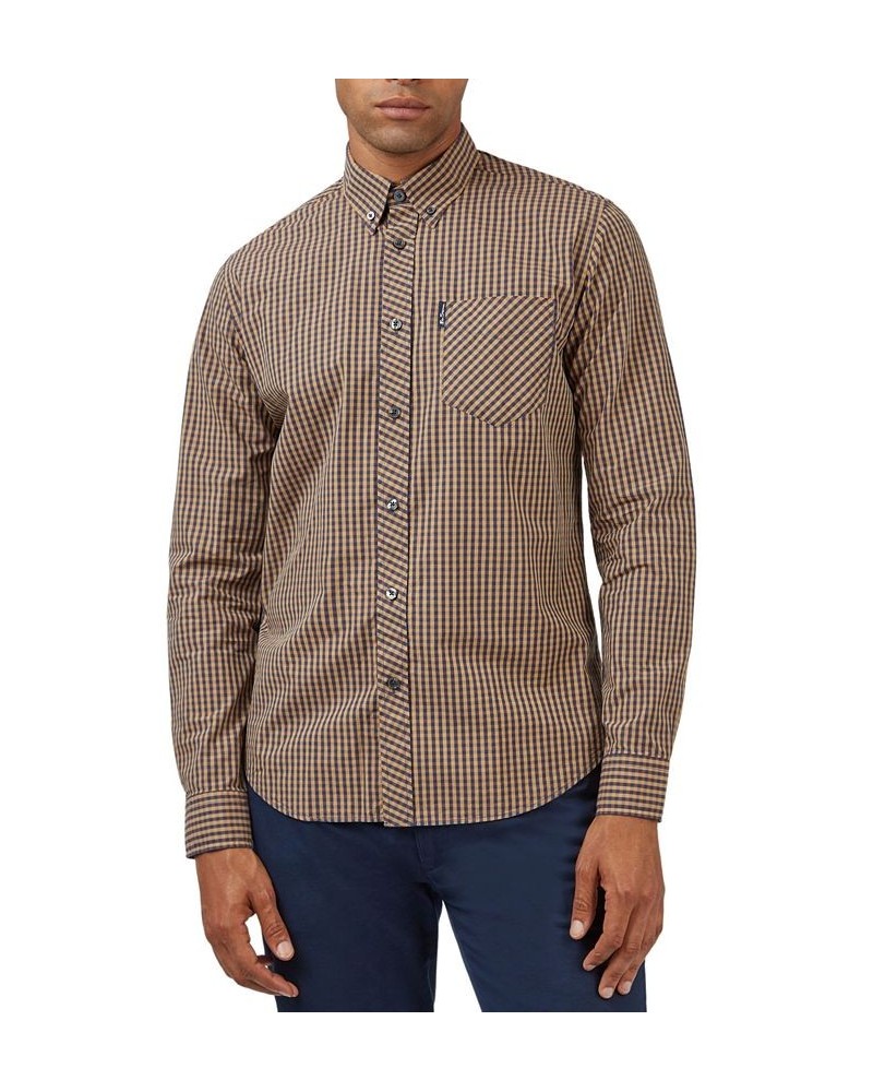 Men's Signature Gingham Long-Sleeve Button-Down Shirt Yellow $54.50 Shirts