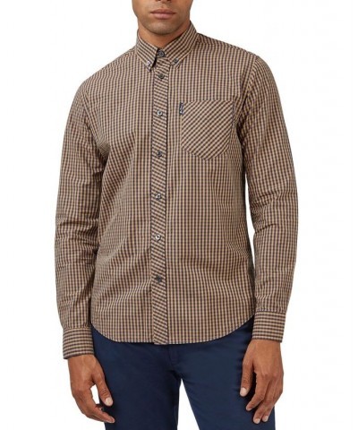 Men's Signature Gingham Long-Sleeve Button-Down Shirt Yellow $54.50 Shirts