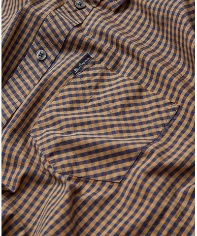 Men's Signature Gingham Long-Sleeve Button-Down Shirt Yellow $54.50 Shirts