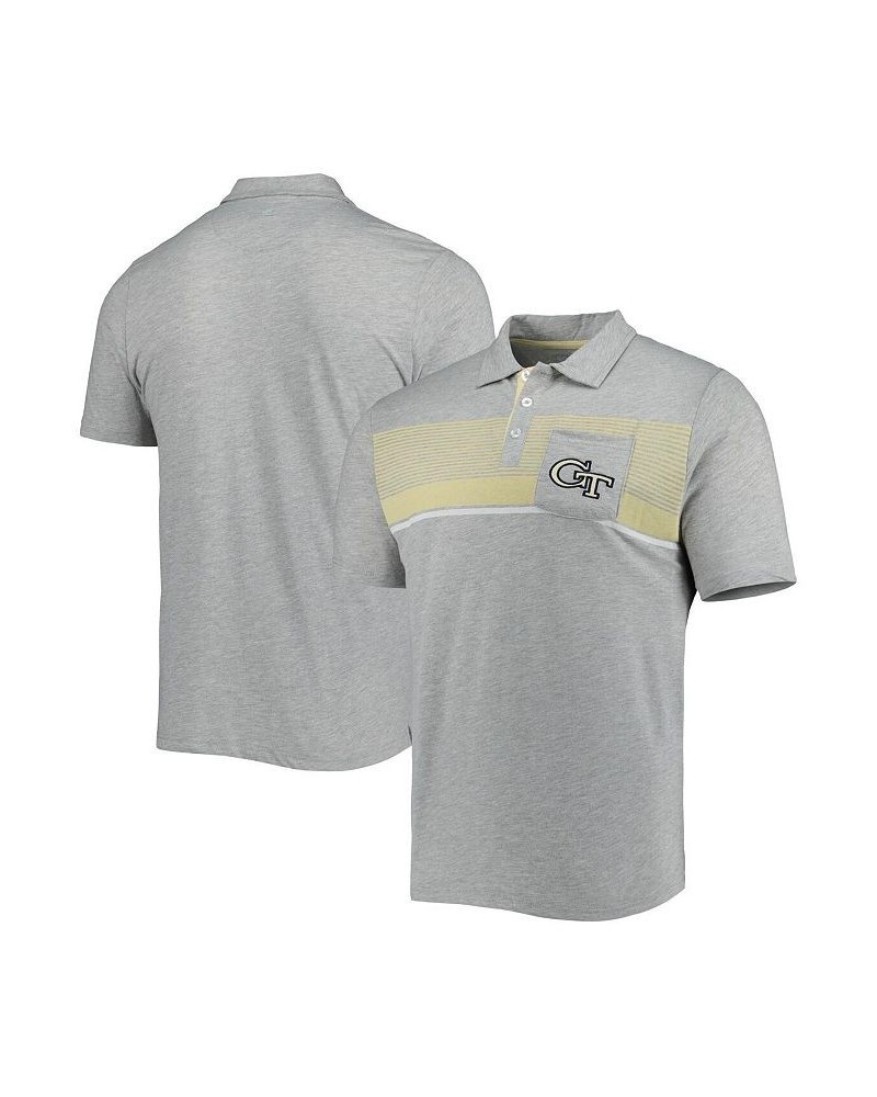 Men's Heathered Gray Georgia Tech Yellow Jackets Golfer Pocket Polo Shirt $23.65 Polo Shirts