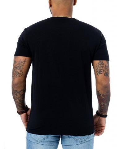 Men's Flower Cheetah Rhinestone T-shirt Black $27.00 T-Shirts