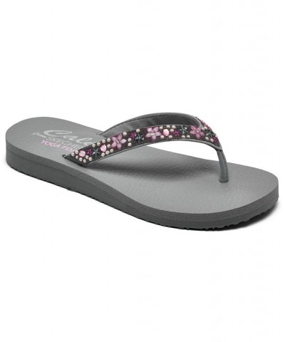 Women's Cali Meditation - Dancing Daisy Flip-Flop Thong Athletic Sandals Gray $31.90 Shoes