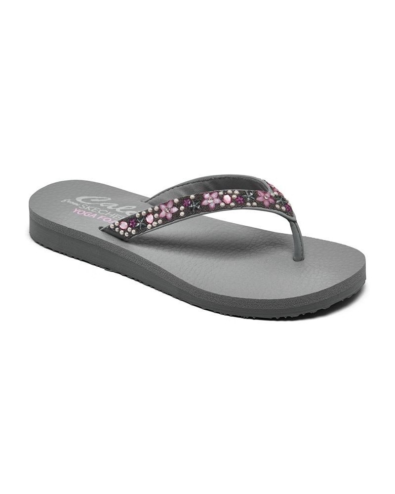 Women's Cali Meditation - Dancing Daisy Flip-Flop Thong Athletic Sandals Gray $31.90 Shoes