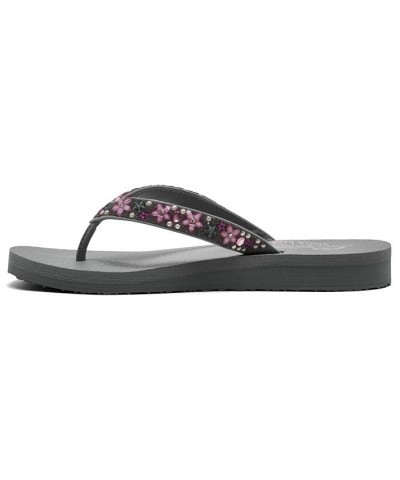 Women's Cali Meditation - Dancing Daisy Flip-Flop Thong Athletic Sandals Gray $31.90 Shoes