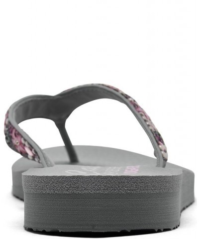 Women's Cali Meditation - Dancing Daisy Flip-Flop Thong Athletic Sandals Gray $31.90 Shoes