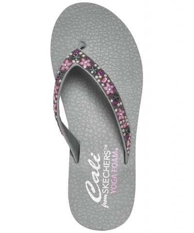 Women's Cali Meditation - Dancing Daisy Flip-Flop Thong Athletic Sandals Gray $31.90 Shoes