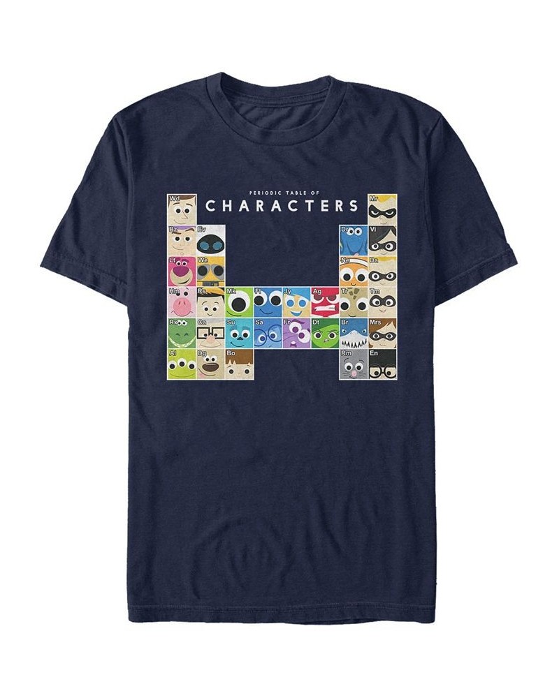 Disney Pixar Men's Movie Characters Periodic Table Short Sleeve T-Shirt Blue $17.84 T-Shirts