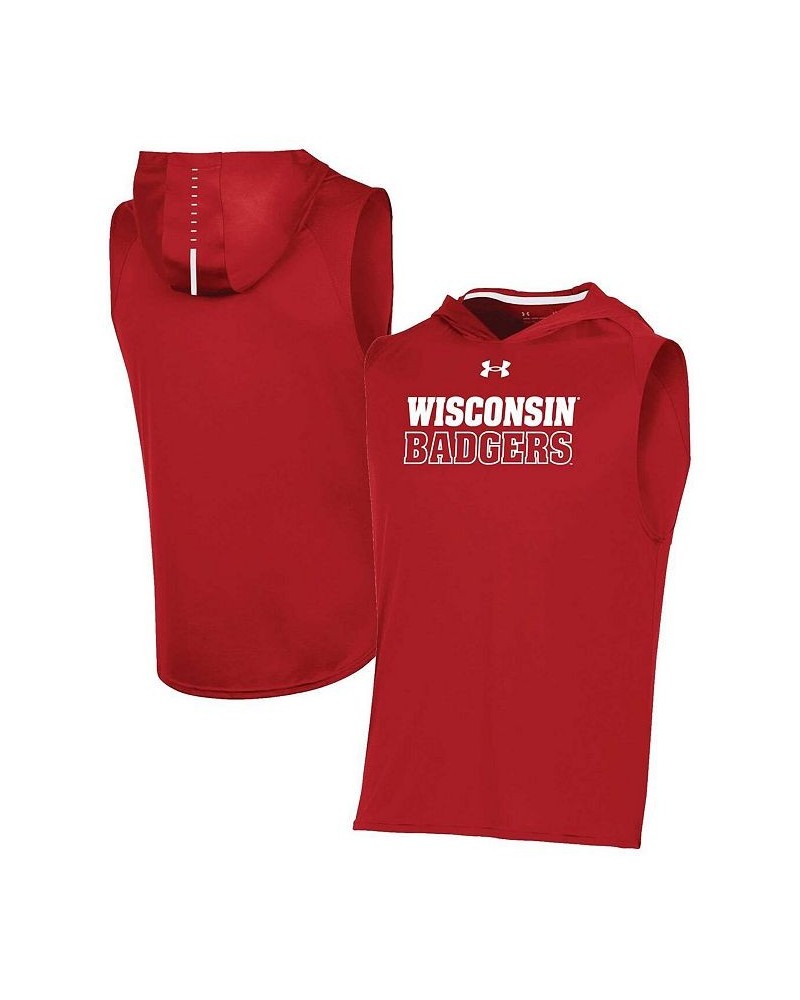 Men's Red Wisconsin Badgers Performance Sideline Sleeveless Pullover Hoodie $36.39 T-Shirts