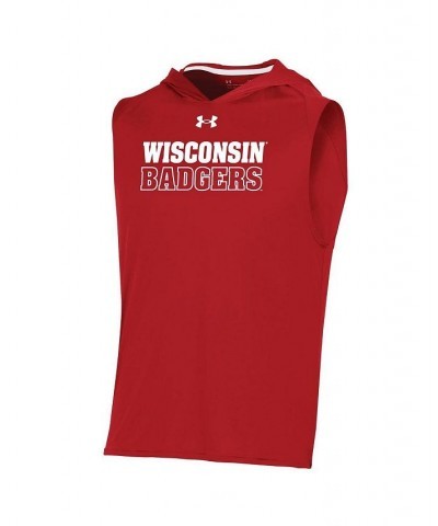 Men's Red Wisconsin Badgers Performance Sideline Sleeveless Pullover Hoodie $36.39 T-Shirts