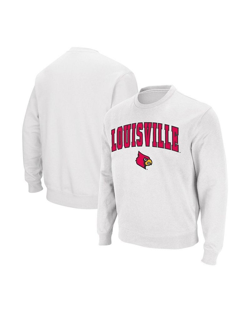 Men's White Louisville Cardinals Arch & Logo Crew Neck Sweatshirt $31.79 Sweatshirt