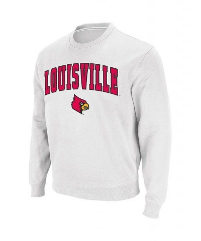 Men's White Louisville Cardinals Arch & Logo Crew Neck Sweatshirt $31.79 Sweatshirt