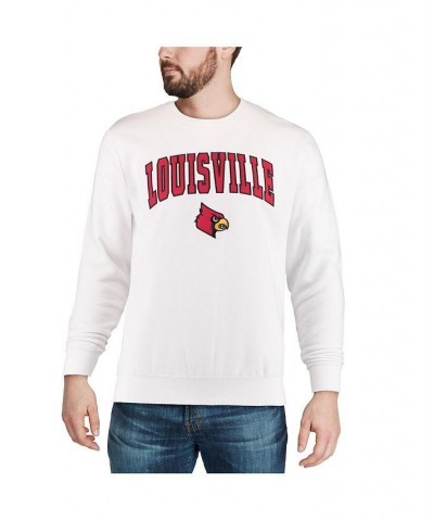 Men's White Louisville Cardinals Arch & Logo Crew Neck Sweatshirt $31.79 Sweatshirt