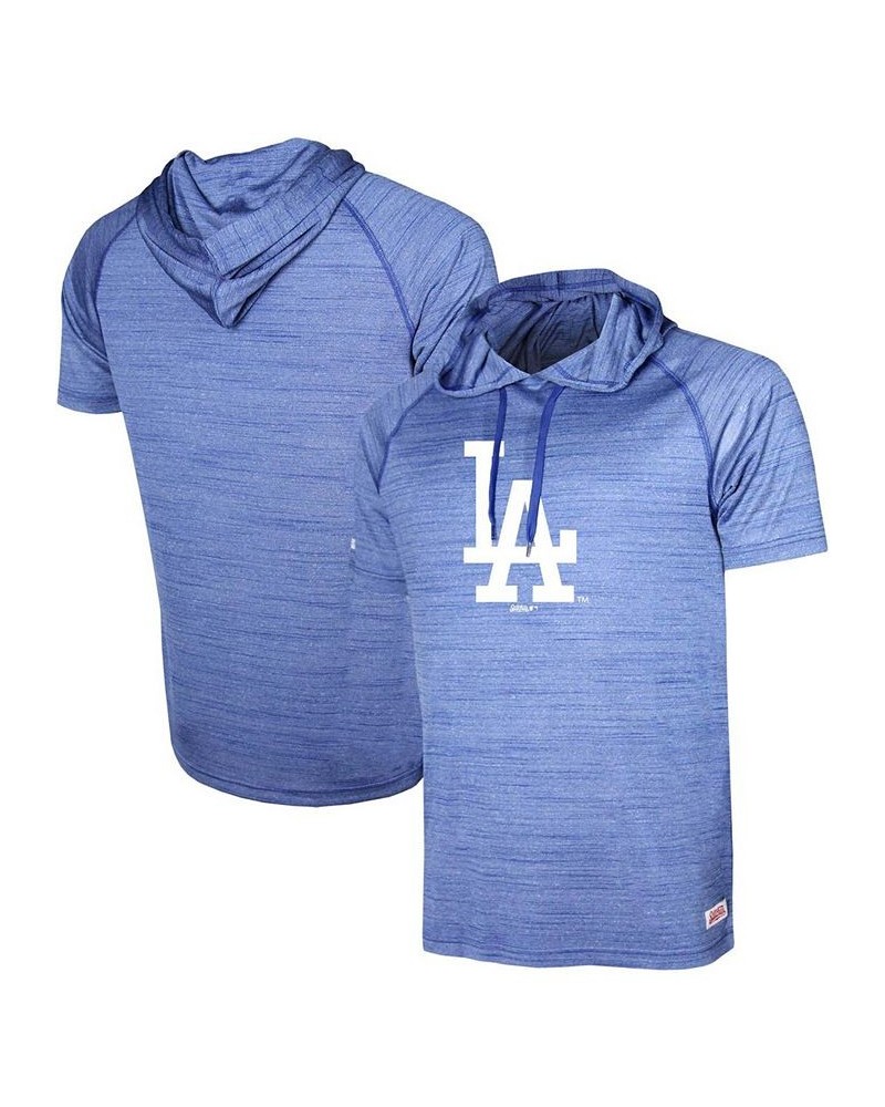 Men's Heathered Royal Los Angeles Dodgers Raglan Short Sleeve Pullover Hoodie $27.30 Sweatshirt