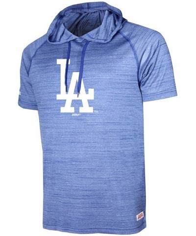 Men's Heathered Royal Los Angeles Dodgers Raglan Short Sleeve Pullover Hoodie $27.30 Sweatshirt