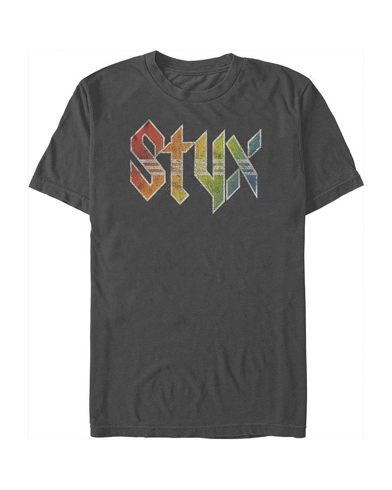 Men's STYX Vintage-Like Logo Short Sleeve T-shirt Gray $19.59 T-Shirts