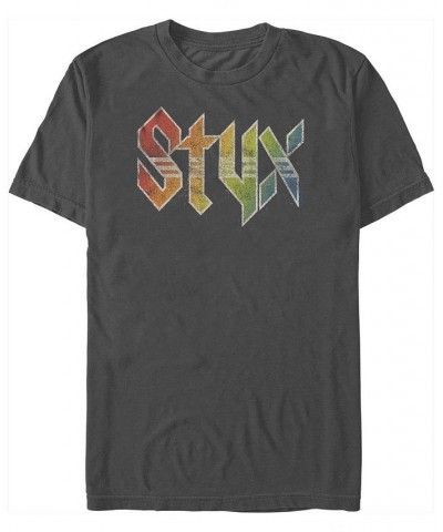 Men's STYX Vintage-Like Logo Short Sleeve T-shirt Gray $19.59 T-Shirts