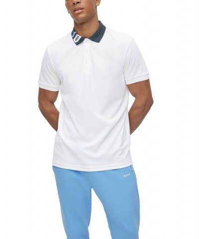 BOSS Men's Logo Collar Pure-Cotton Polo Shirt White $37.80 Polo Shirts