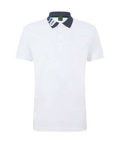 BOSS Men's Logo Collar Pure-Cotton Polo Shirt White $37.80 Polo Shirts