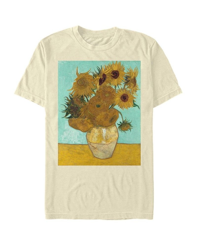 Men's Van Gogh Flowers Short Sleeve Crew T-shirt Tan/Beige $19.59 T-Shirts