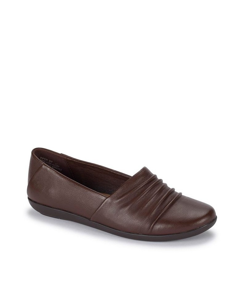 Women's Piper Slip On Flats Brown $32.39 Shoes