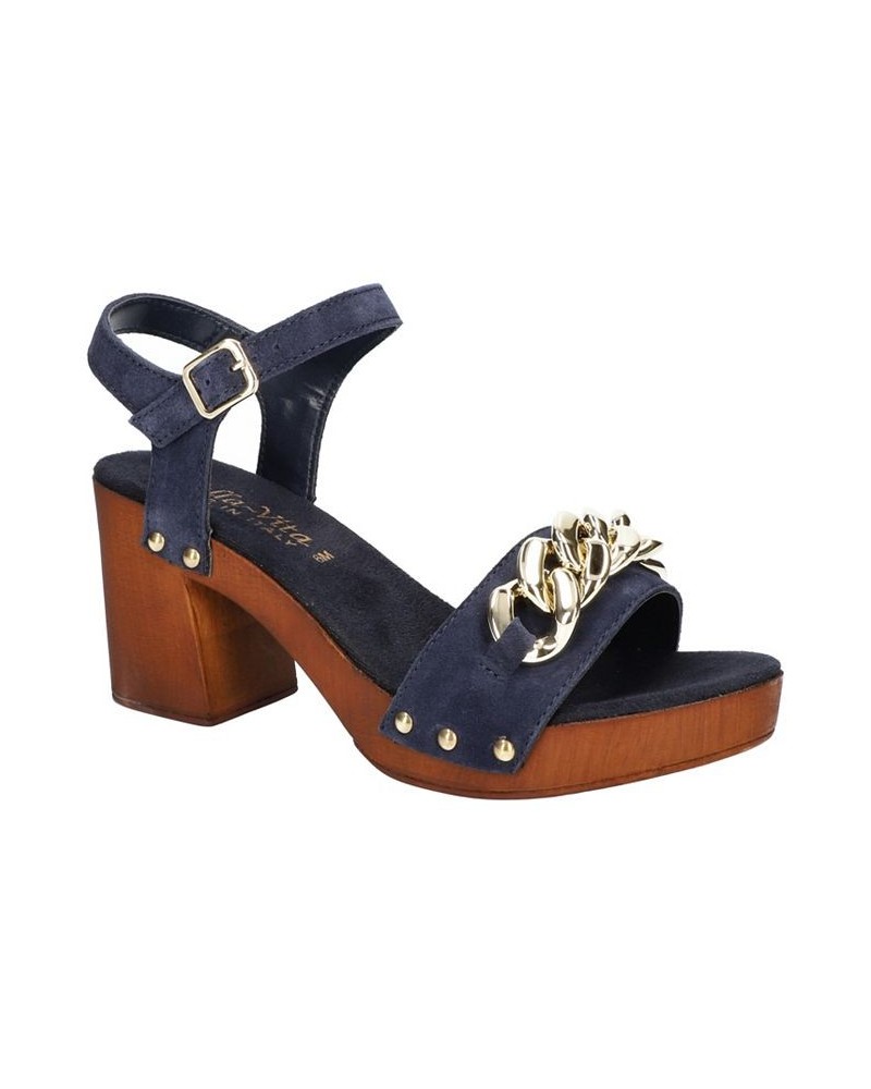 Women's Van-Italy Heeled Sandals Blue $51.25 Shoes