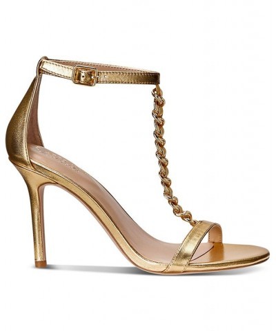 Women's Kate T-Strap Dress Sandals Gold $85.75 Shoes