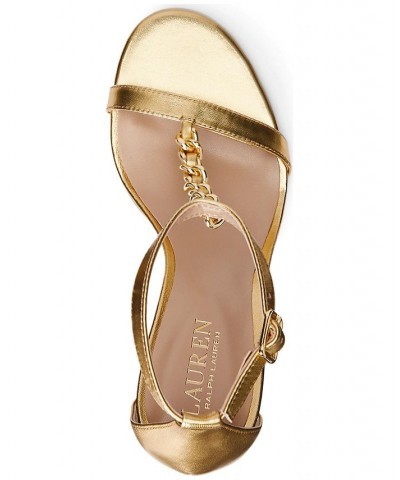 Women's Kate T-Strap Dress Sandals Gold $85.75 Shoes