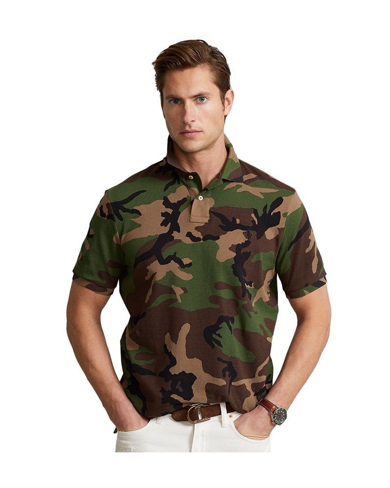 Men's Classic-Fit Camo Cotton Mesh Shirt Green $52.65 Polo Shirts