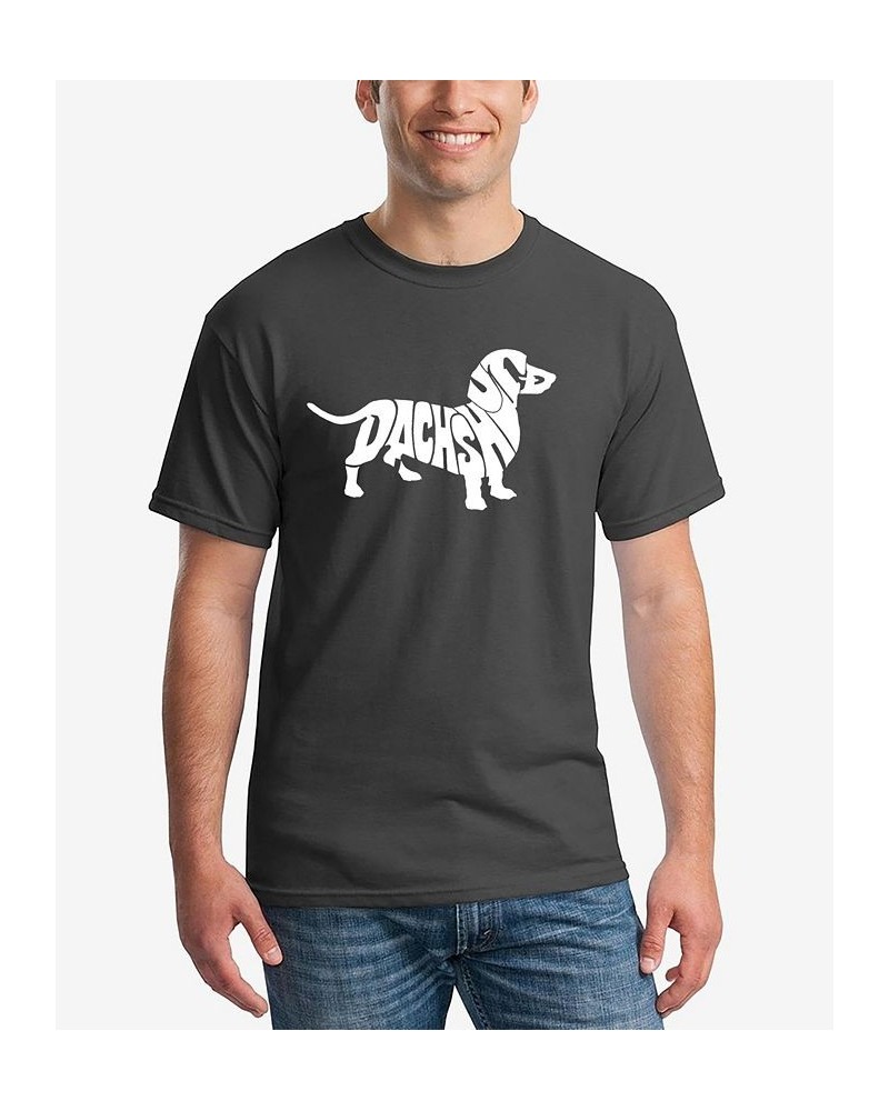 Men's Word Art Dachshund Short Sleeve T-shirt Gray $16.10 T-Shirts