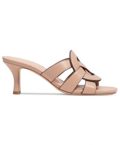 Tillie "C" Emblem Kitten-Heel Dress Sandals Tan/Beige $92.25 Shoes