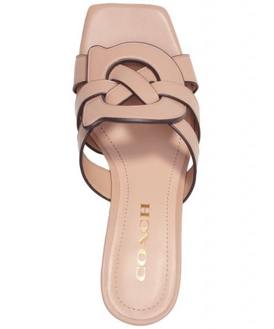 Tillie "C" Emblem Kitten-Heel Dress Sandals Tan/Beige $92.25 Shoes